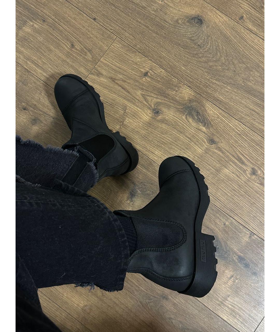 MIU MIU Черные нубуковые полусапоги, фото 8