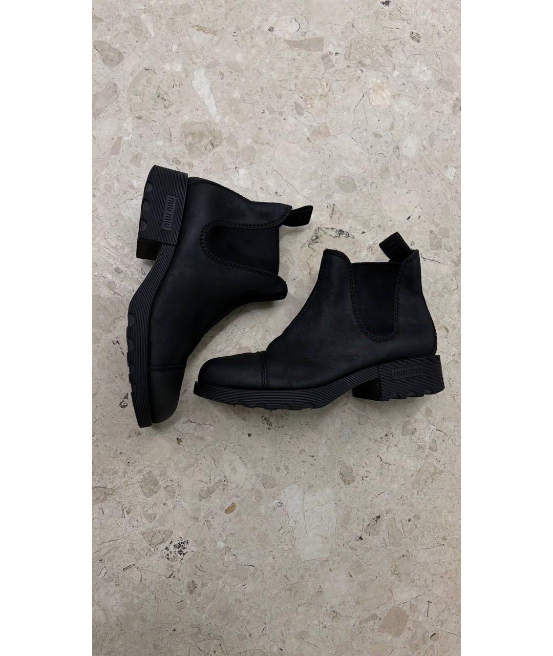 MIU MIU Черные нубуковые полусапоги, фото 5