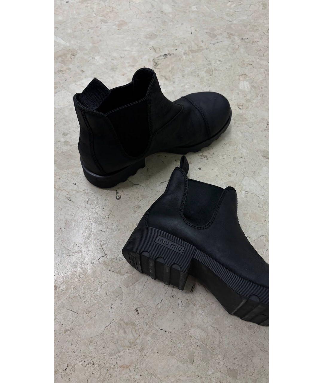 MIU MIU Черные нубуковые полусапоги, фото 4