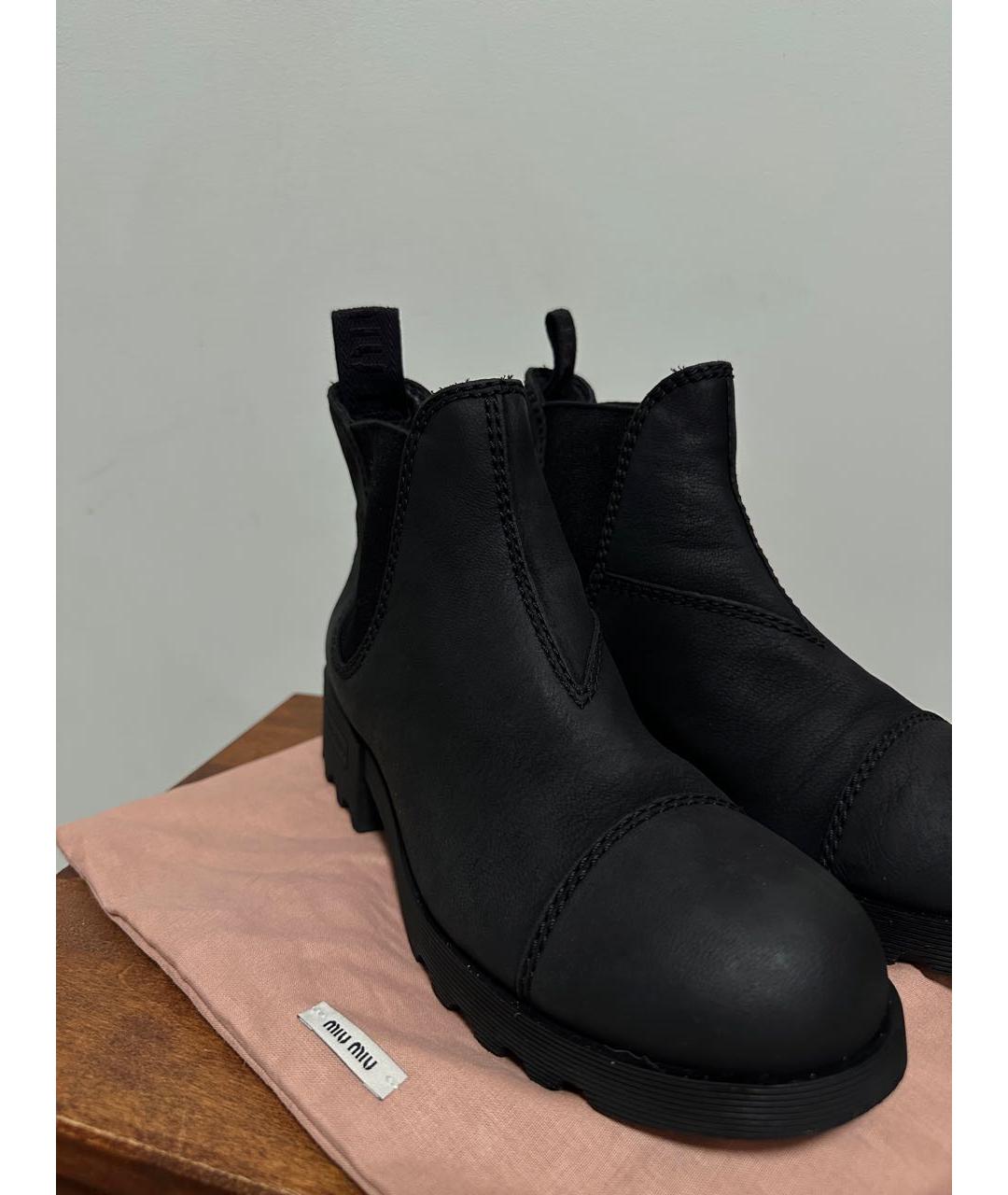 MIU MIU Черные нубуковые полусапоги, фото 7