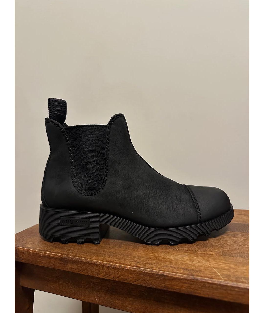 MIU MIU Черные нубуковые полусапоги, фото 9