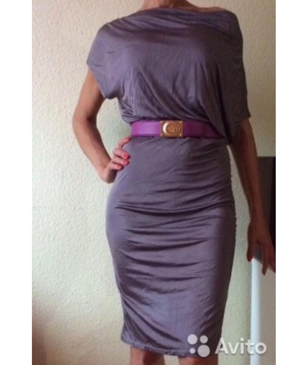 VERSACE COLLECTION Антрацитовое вискозное повседневное платье, фото 6