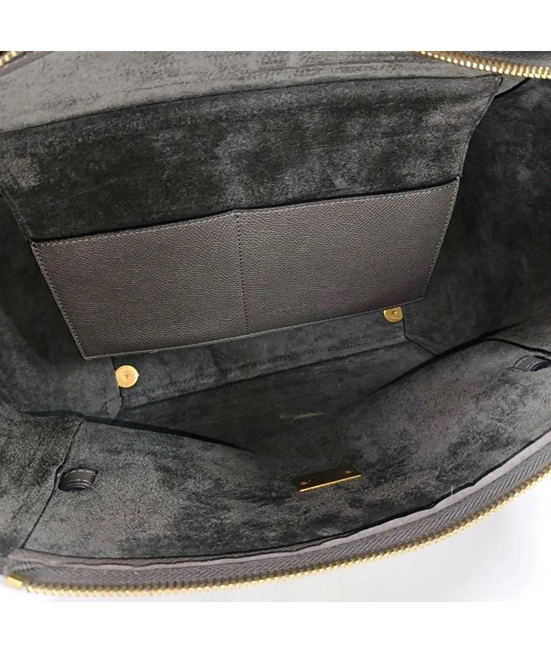 CELINE Антрацитовая кожаная сумка тоут, фото 6