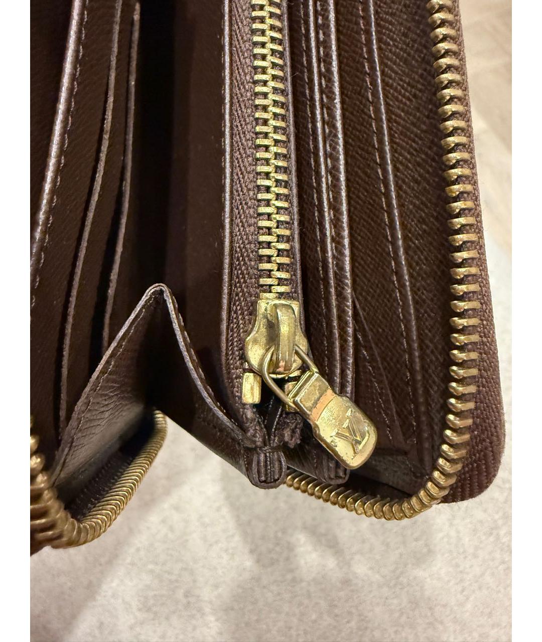 LOUIS VUITTON Коричневый кожаный кошелек, фото 7