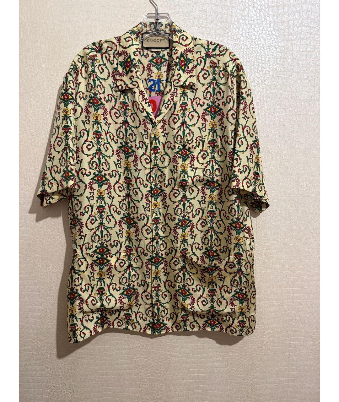 GUCCI Бежевая шелковая рубашка, фото 6