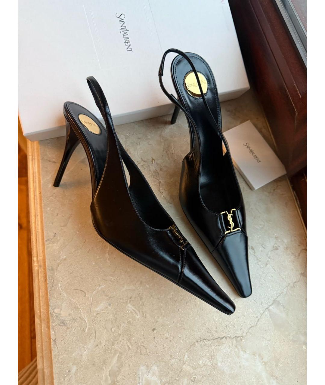 SAINT LAURENT Черные кожаные туфли, фото 8