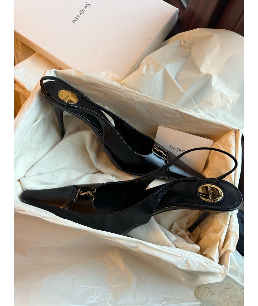 SAINT LAURENT Черные кожаные туфли, фото 7