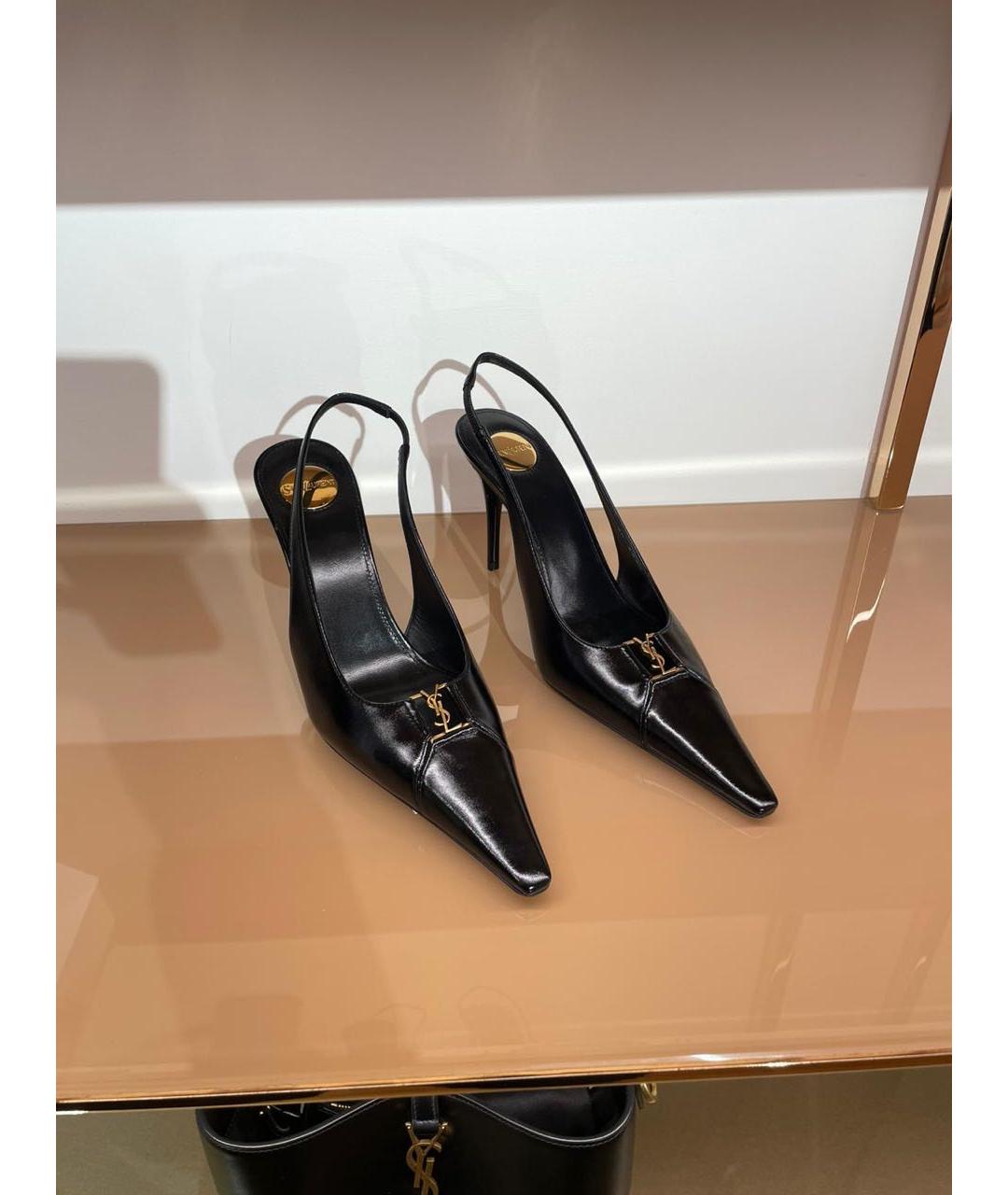 SAINT LAURENT Черные кожаные туфли, фото 2