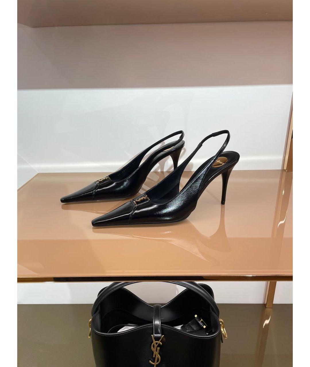 SAINT LAURENT Черные кожаные туфли, фото 3