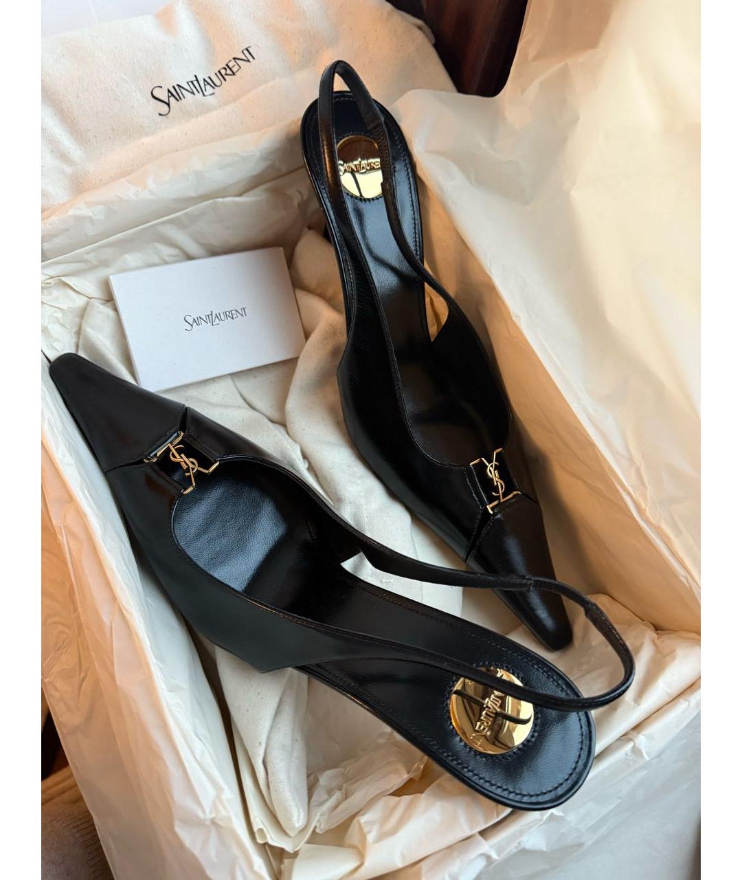 SAINT LAURENT Черные кожаные туфли, фото 5