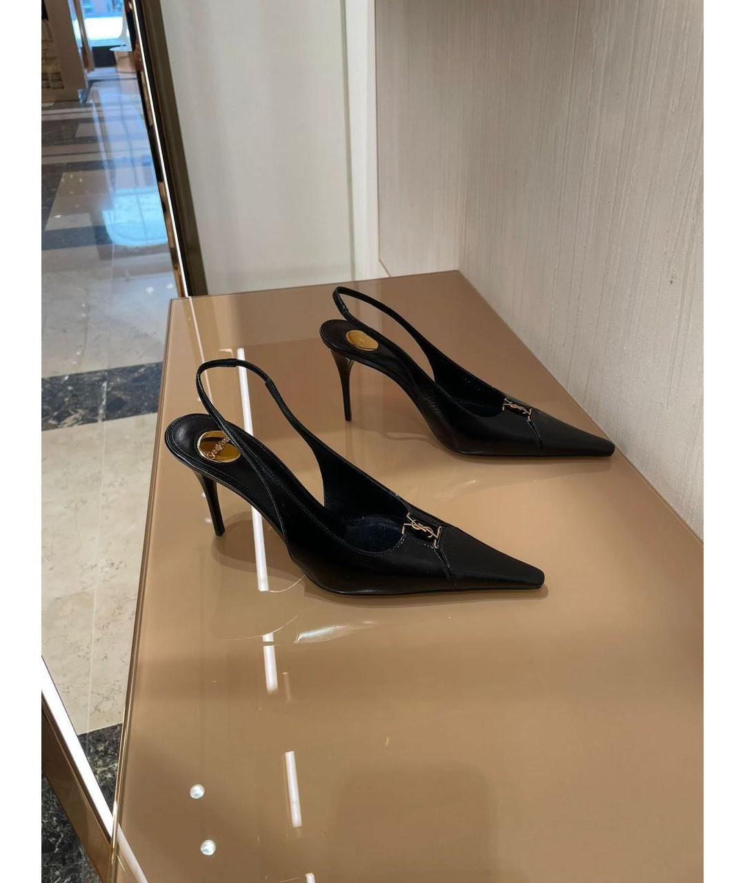 SAINT LAURENT Черные кожаные туфли, фото 4