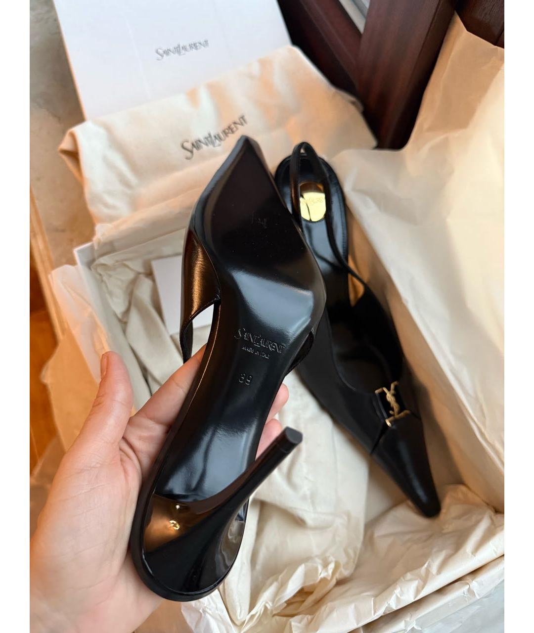 SAINT LAURENT Черные кожаные туфли, фото 6