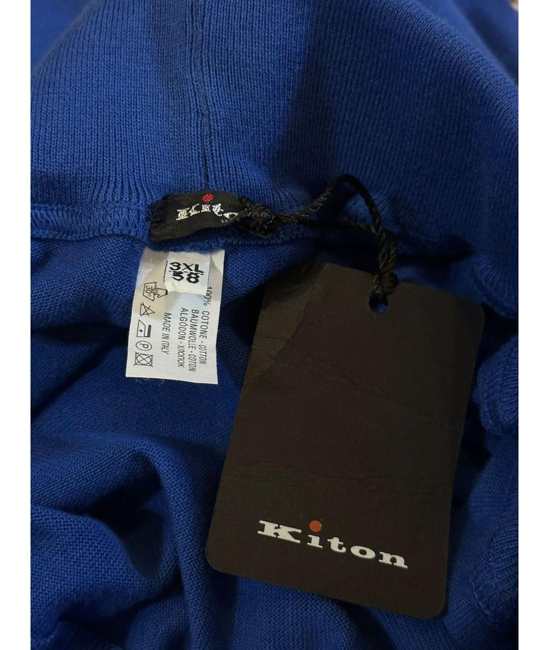 KITON Синие хлопковые повседневные брюки, фото 6