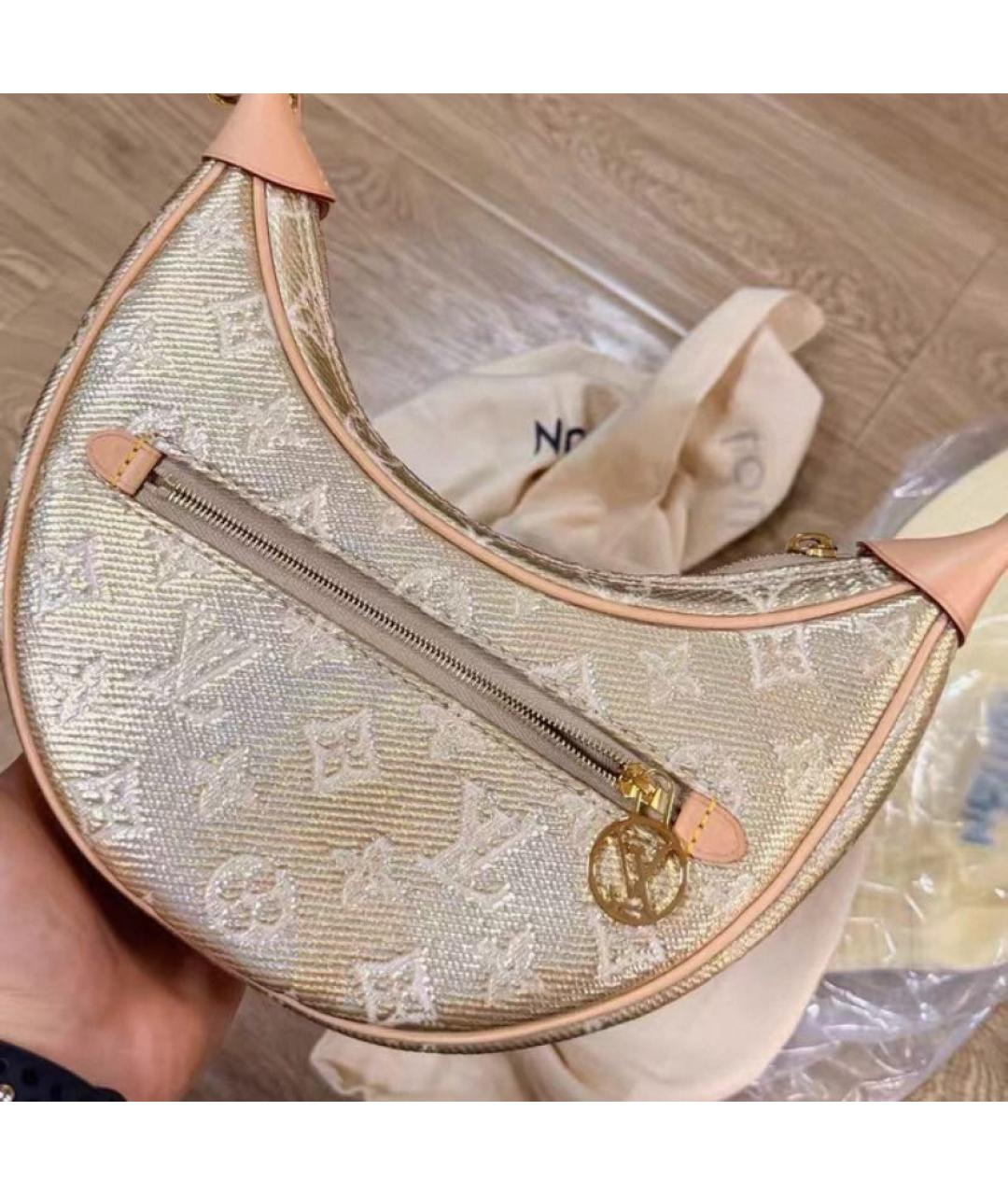 LOUIS VUITTON Бежевая тканевая сумка через плечо, фото 2