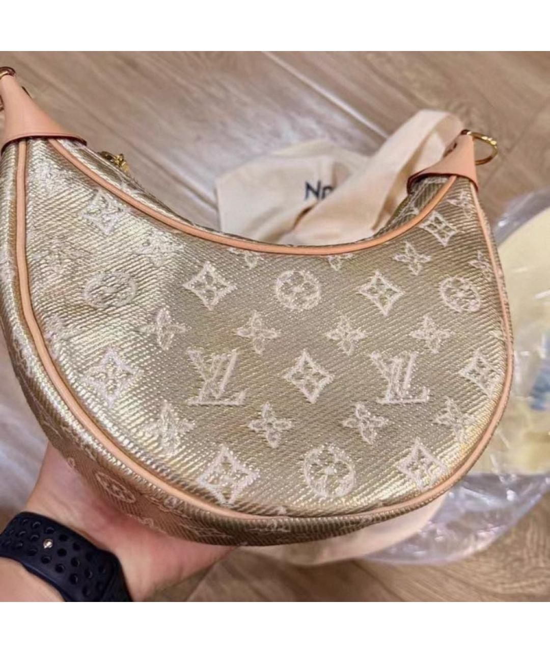 LOUIS VUITTON Бежевая тканевая сумка через плечо, фото 3