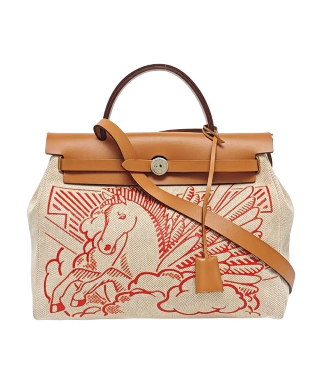 HERMES Бежевая кожаная сумка тоут, фото 9