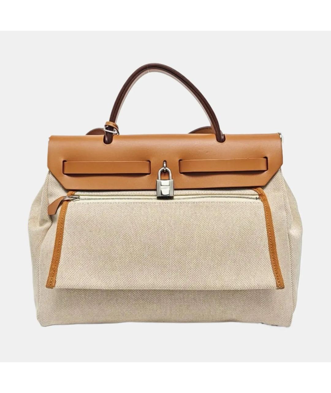 HERMES Бежевая кожаная сумка тоут, фото 4