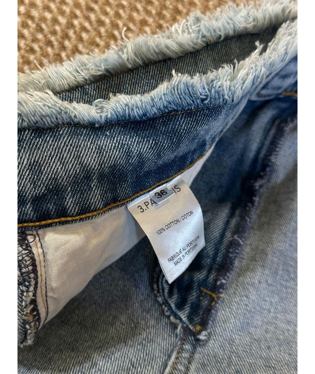 32 PARADIS SPRUNG FRERES Голубые хлопковые прямые джинсы, фото 7