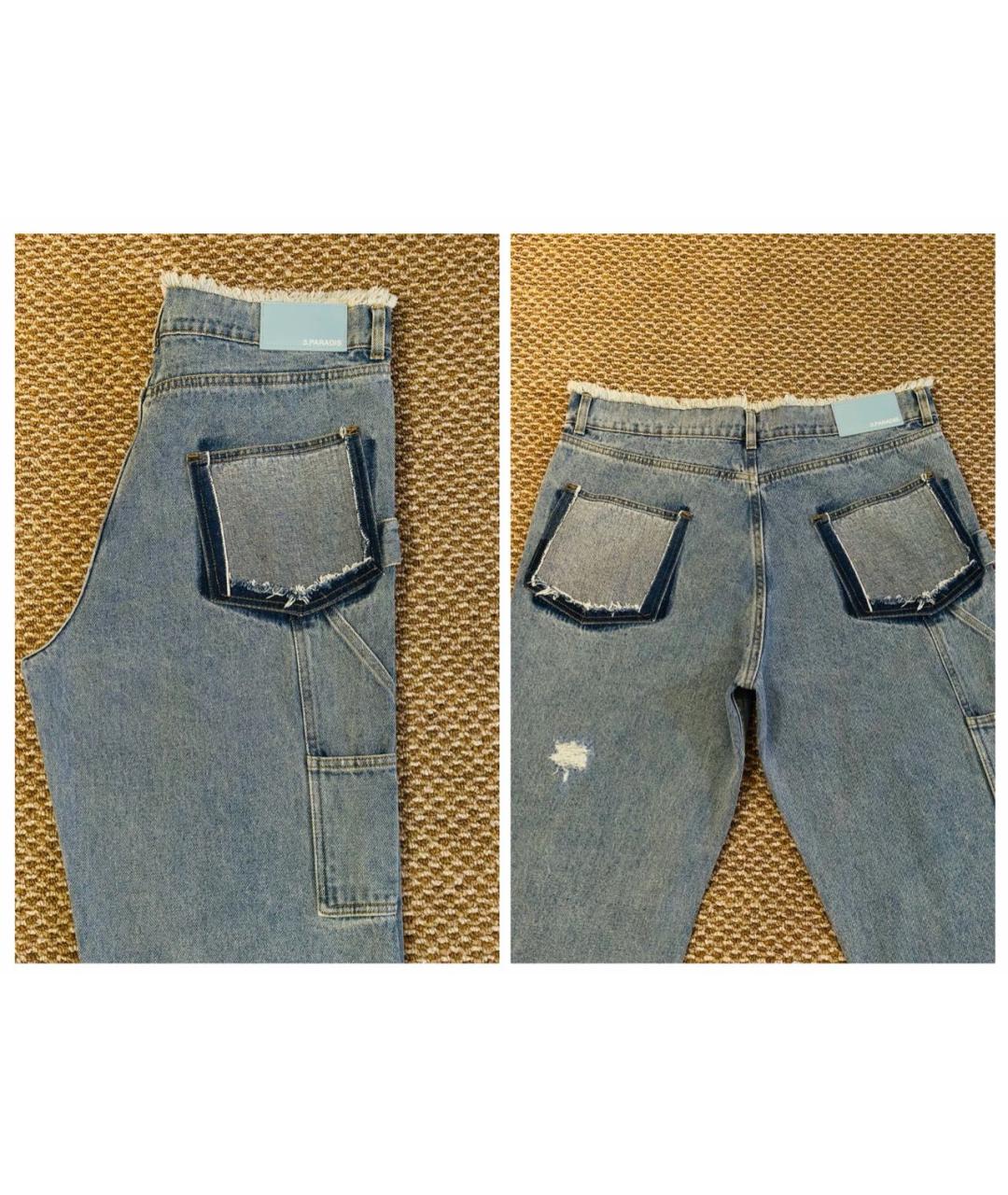 32 PARADIS SPRUNG FRERES Голубые хлопковые прямые джинсы, фото 4