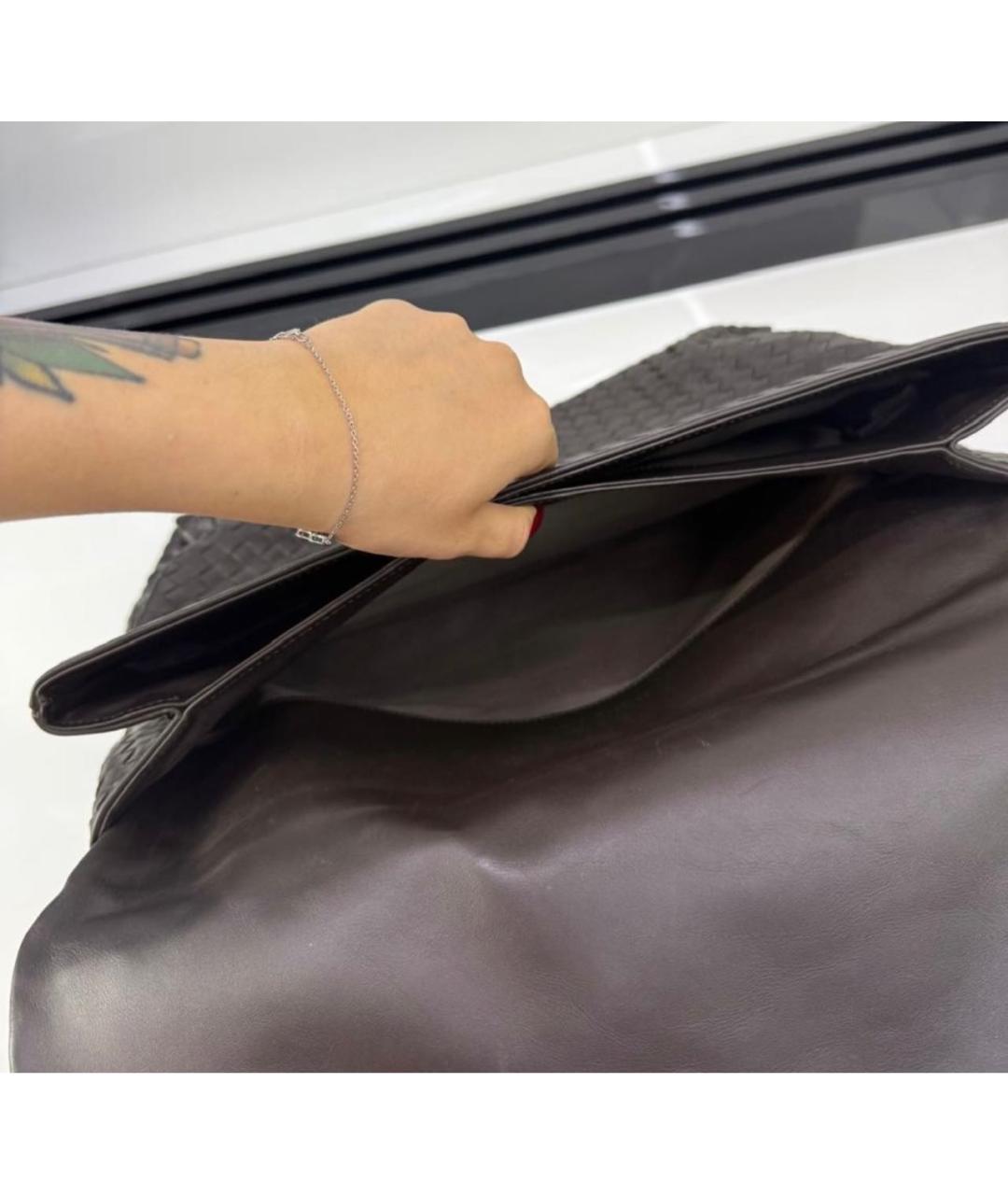 BOTTEGA VENETA Коричневый кожаный портфель, фото 4