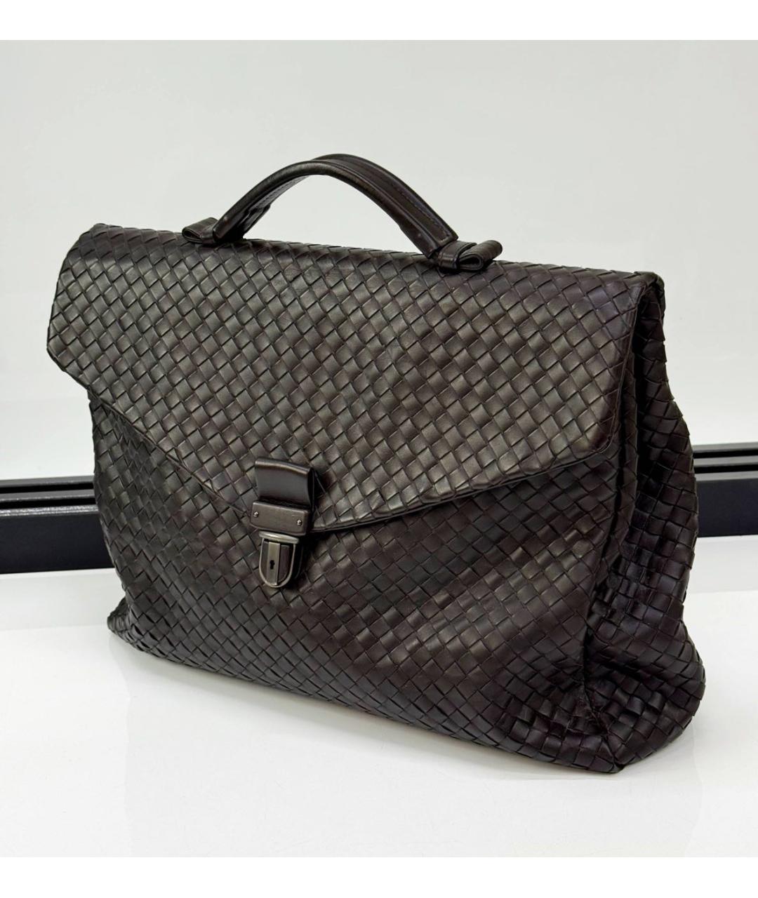 BOTTEGA VENETA Коричневый кожаный портфель, фото 2