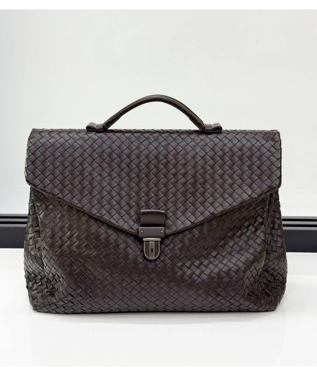BOTTEGA VENETA Коричневый кожаный портфель, фото 8