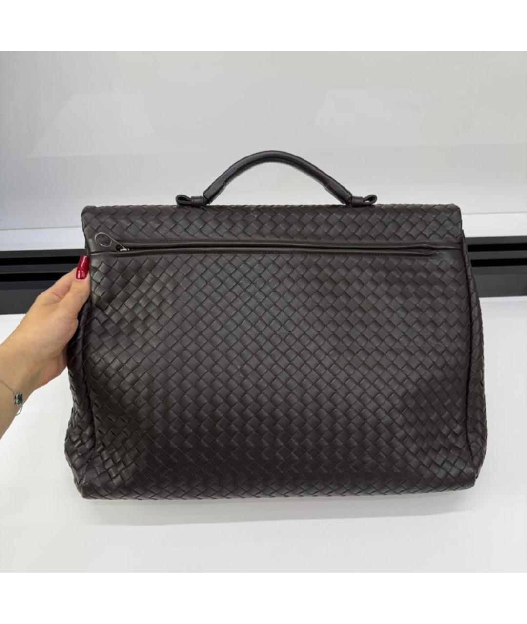 BOTTEGA VENETA Коричневый кожаный портфель, фото 3