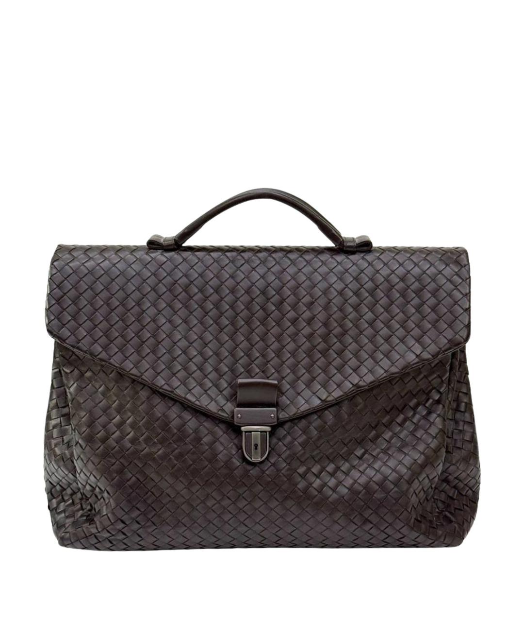 BOTTEGA VENETA Коричневый кожаный портфель, фото 1