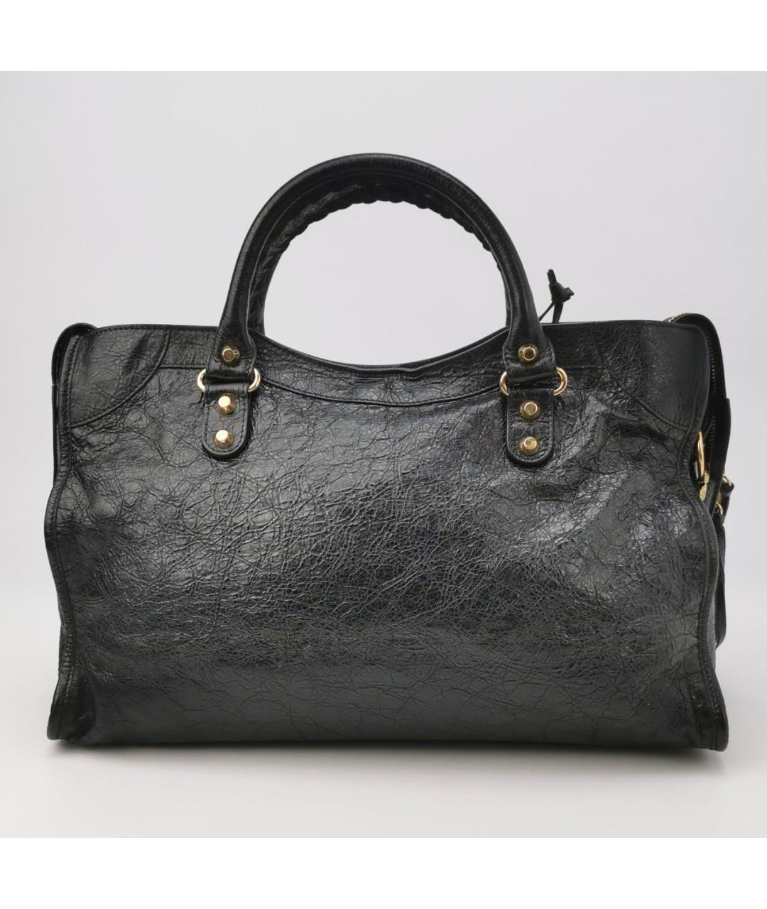 BALENCIAGA Черная кожаная сумка тоут, фото 4