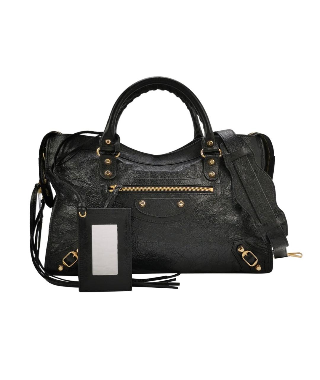 BALENCIAGA Черная кожаная сумка тоут, фото 9