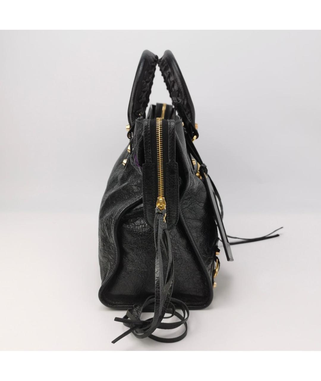 BALENCIAGA Черная кожаная сумка тоут, фото 3