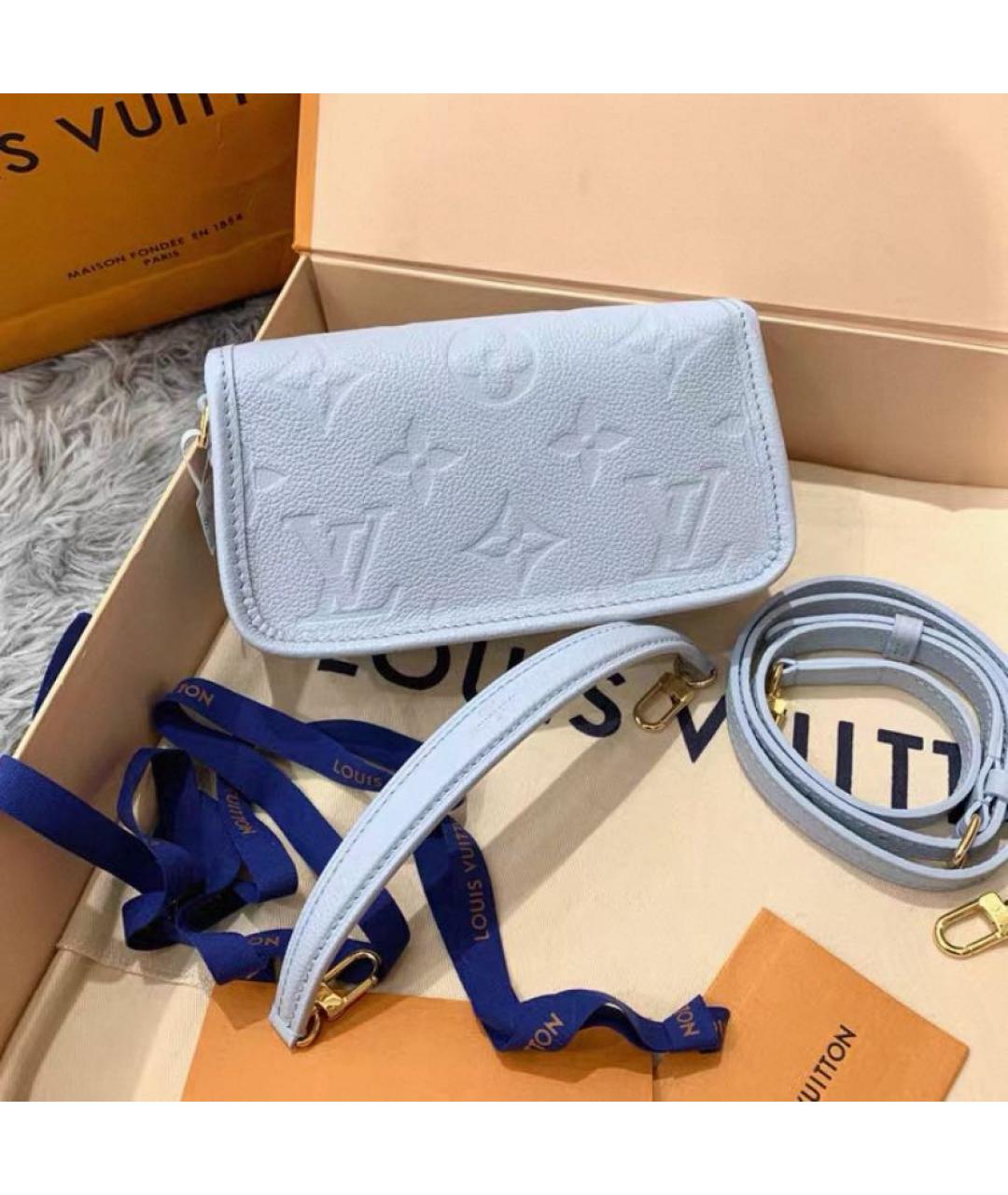 LOUIS VUITTON Голубая кожаная сумка через плечо, фото 3