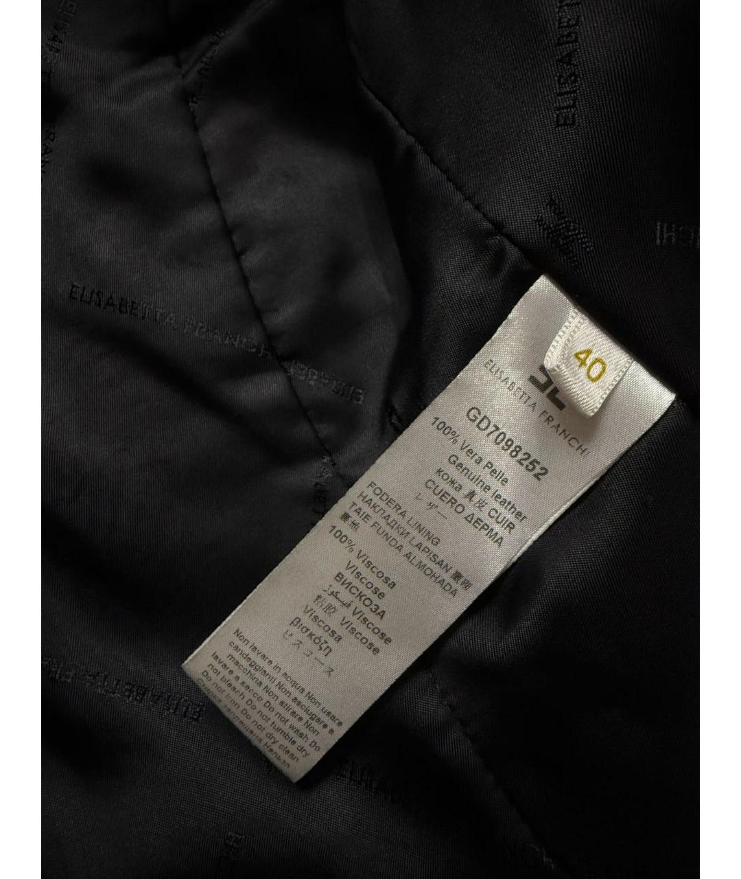 ELISABETTA FRANCHI Черная кожаная куртка, фото 8