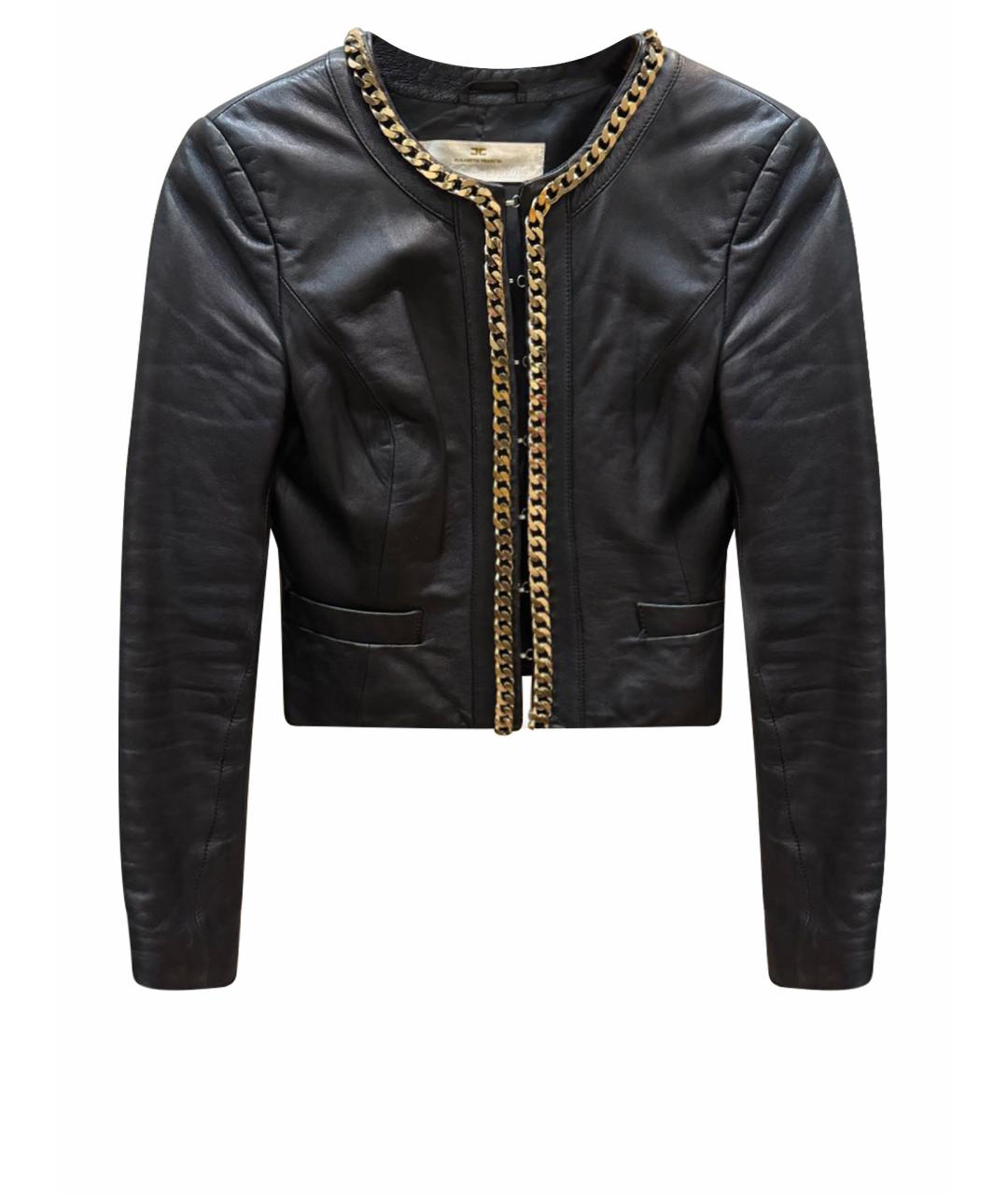 ELISABETTA FRANCHI Черная кожаная куртка, фото 1