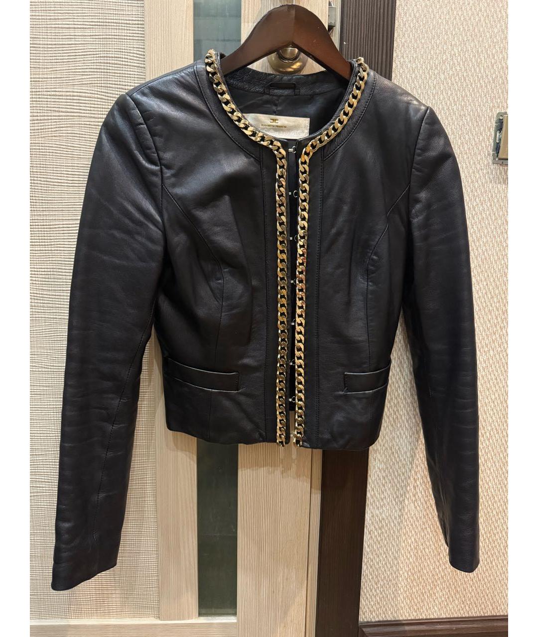 ELISABETTA FRANCHI Черная кожаная куртка, фото 9