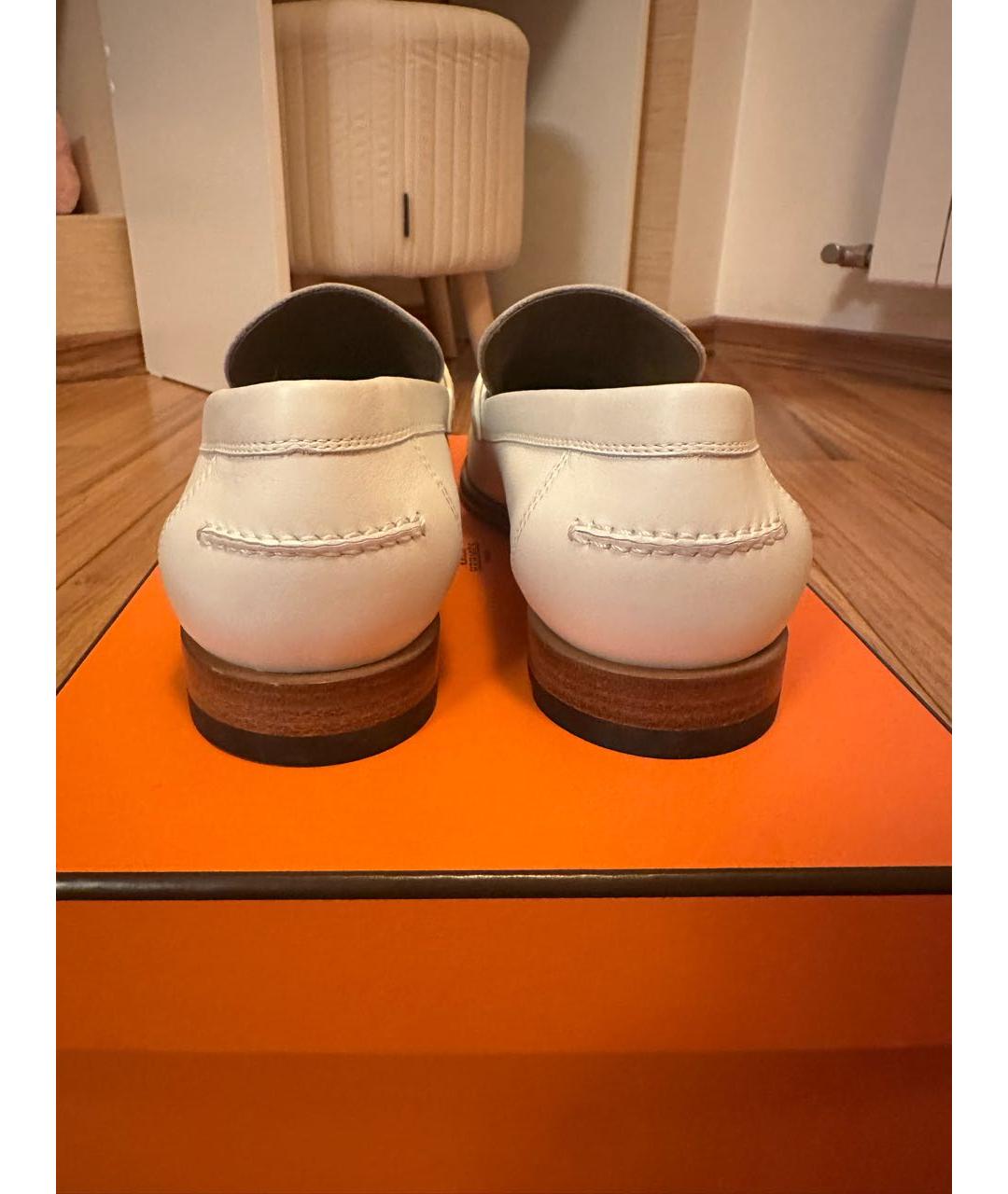 HERMES Белые кожаные лоферы, фото 4
