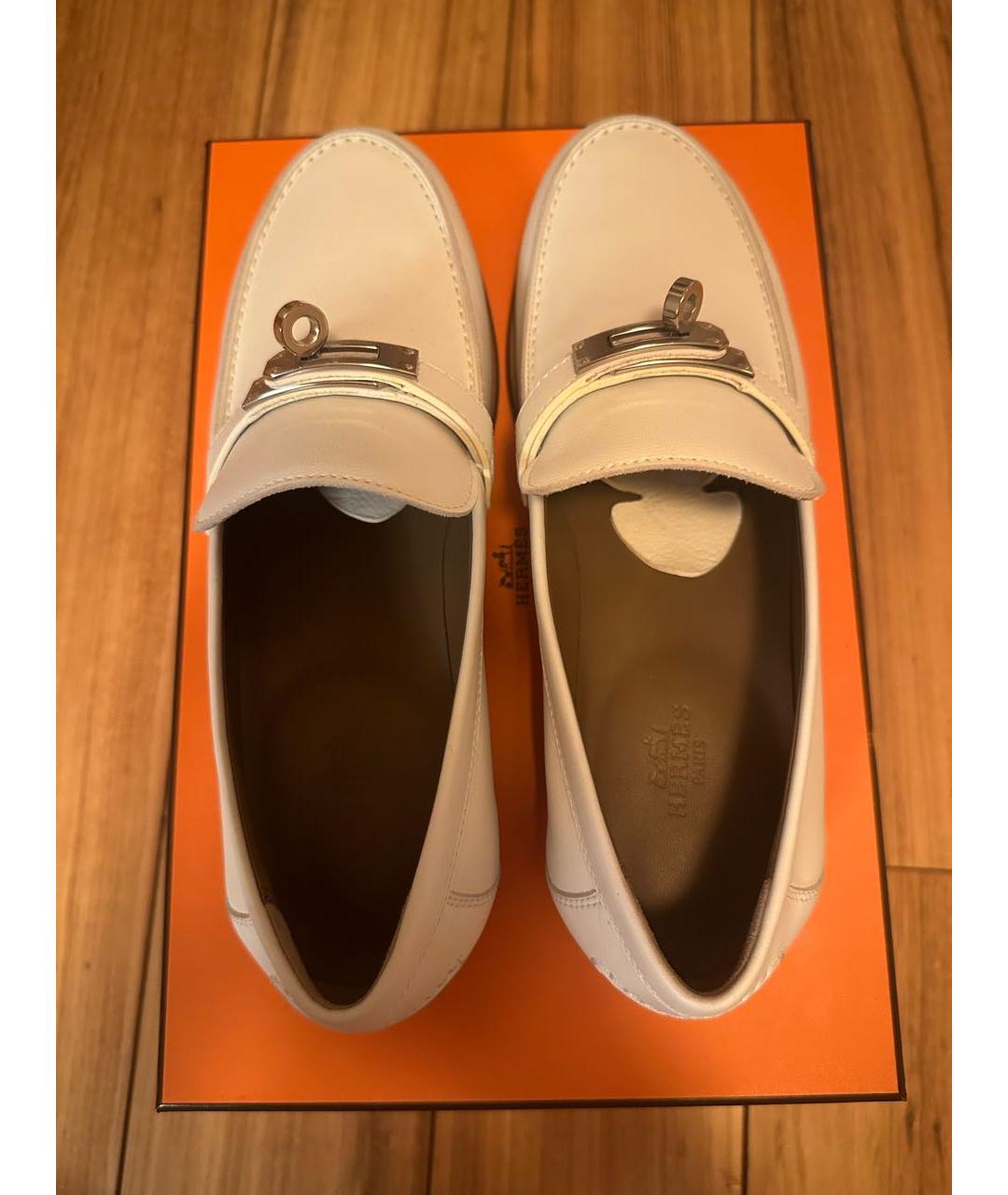 HERMES Белые кожаные лоферы, фото 3