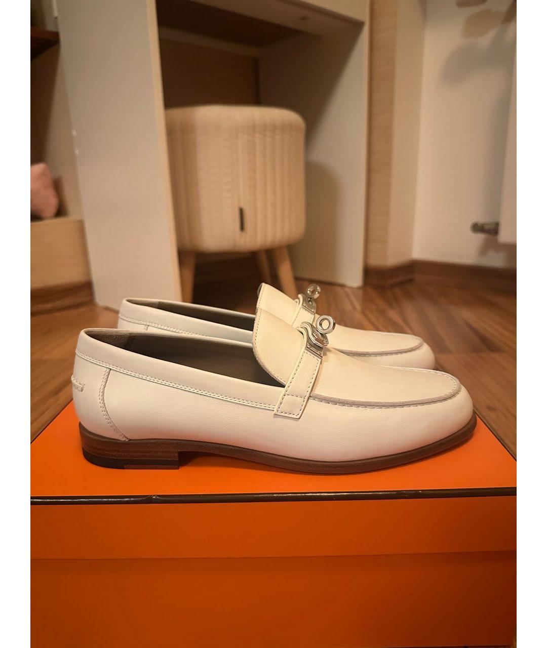 HERMES Белые кожаные лоферы, фото 5