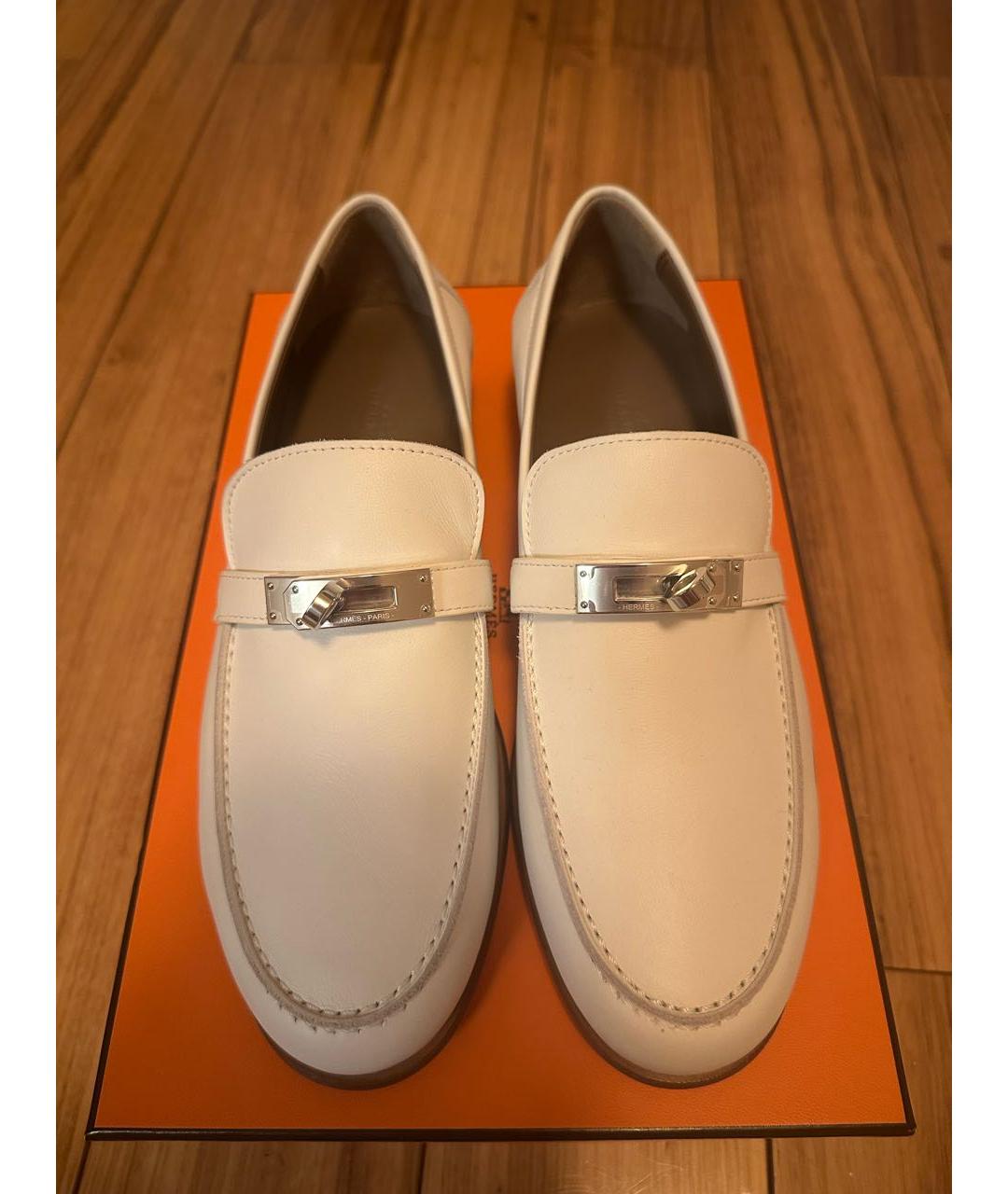 HERMES Белые кожаные лоферы, фото 2