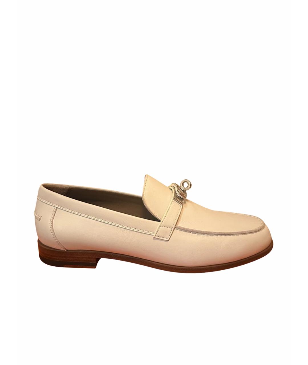 HERMES Белые кожаные лоферы, фото 1