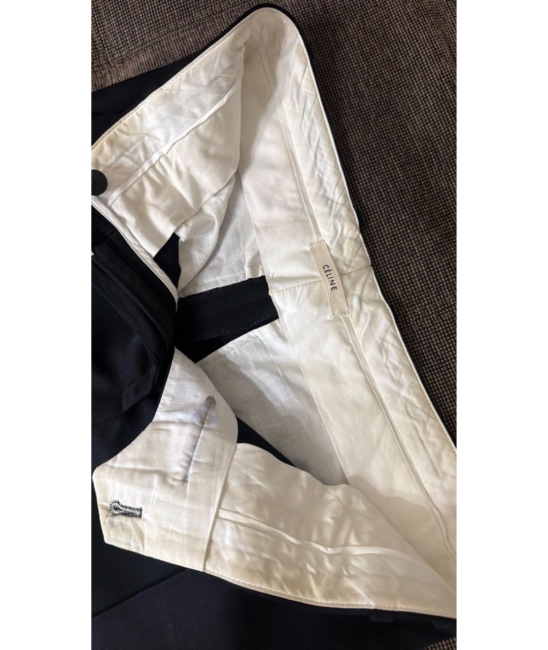 CELINE Черные шерстяные прямые брюки, фото 4