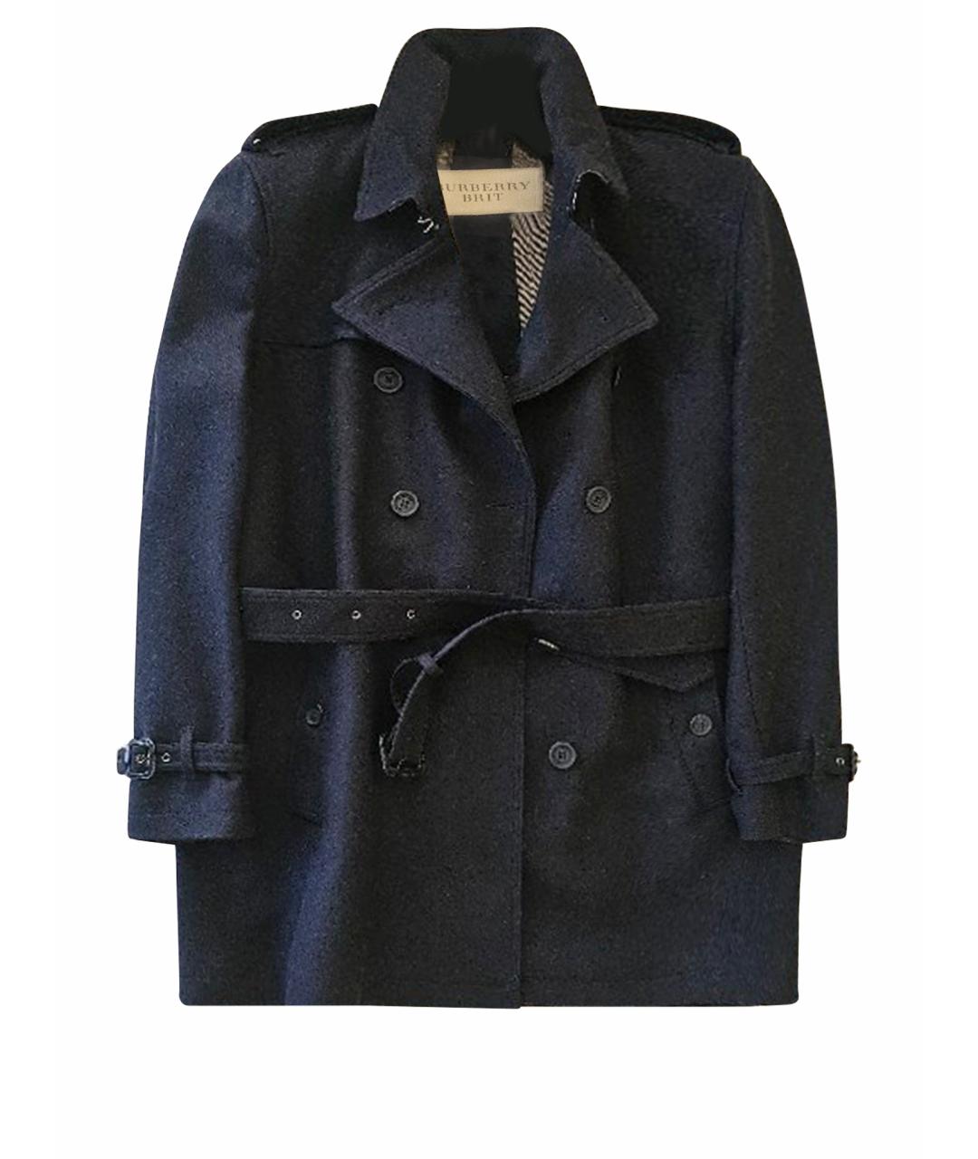 BURBERRY Темно-синее шерстяное пальто, фото 1