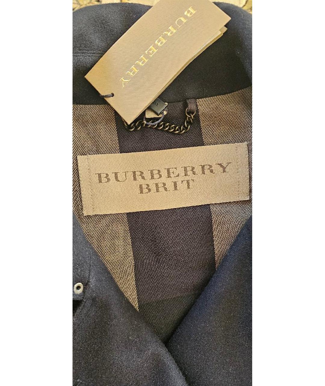 BURBERRY Темно-синее шерстяное пальто, фото 3