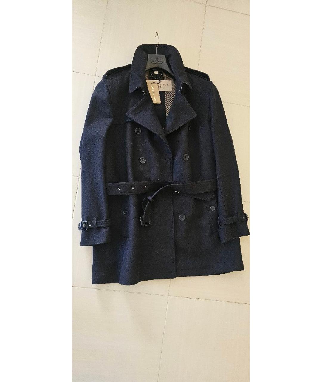 BURBERRY Темно-синее шерстяное пальто, фото 10