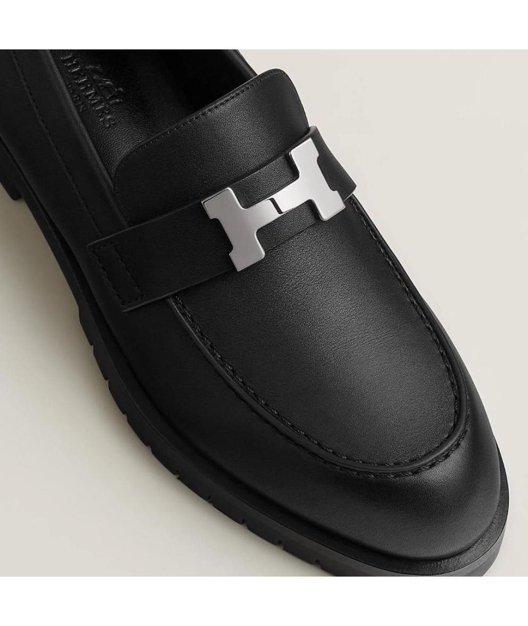 HERMES Черные кожаные лоферы, фото 2