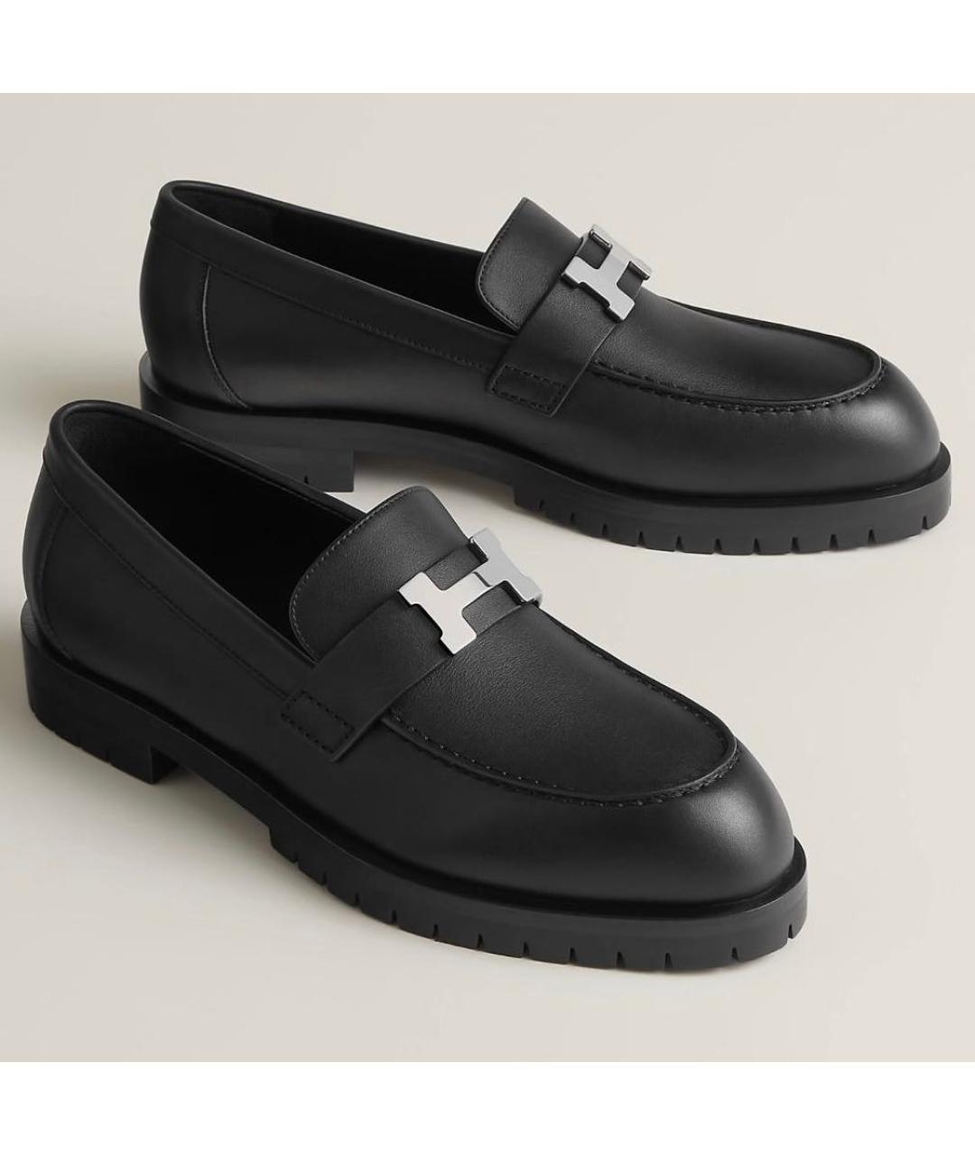 HERMES Черные кожаные лоферы, фото 6
