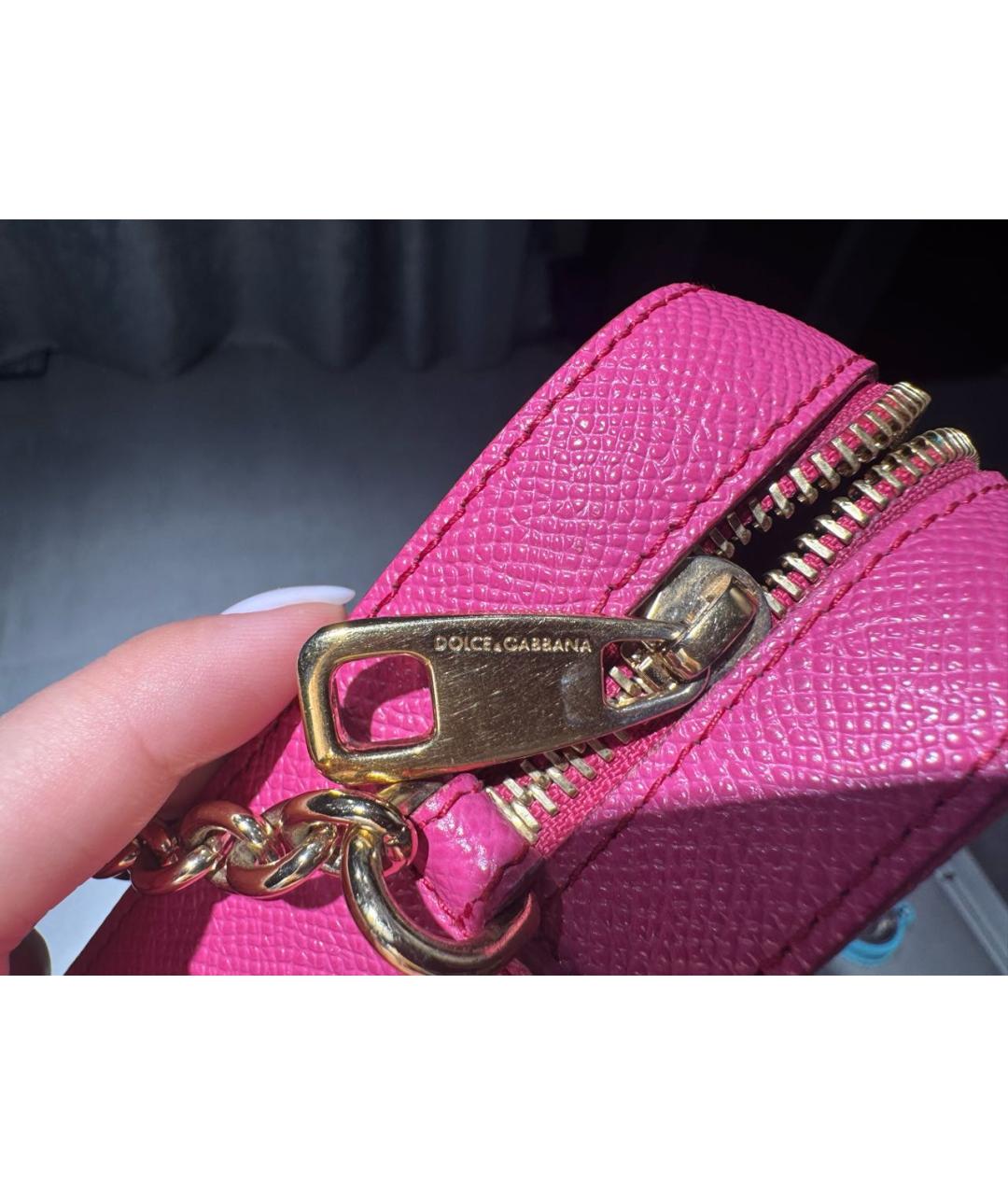 DOLCE&GABBANA Розовая кожаная сумка через плечо, фото 4