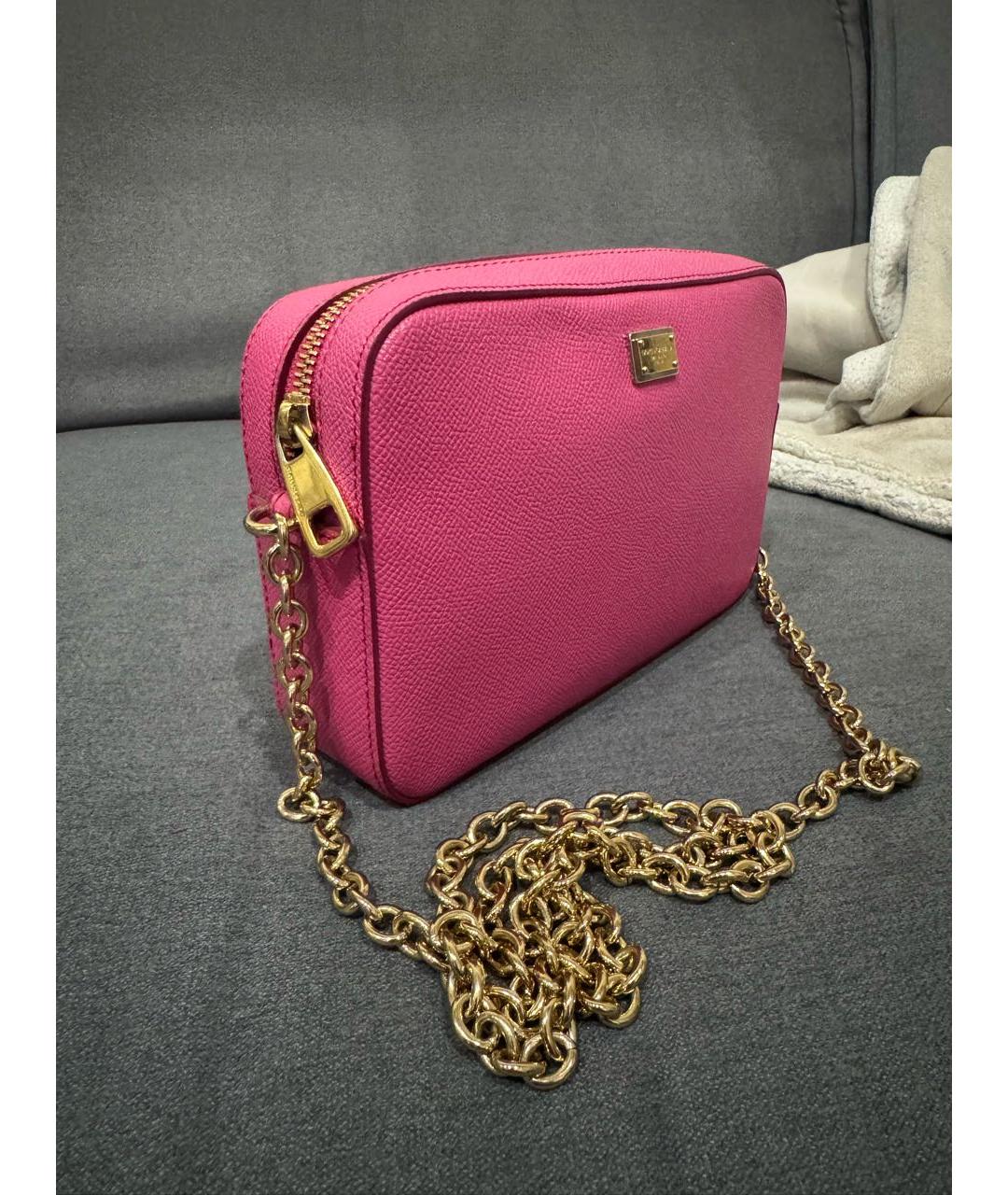 DOLCE&GABBANA Розовая кожаная сумка через плечо, фото 2