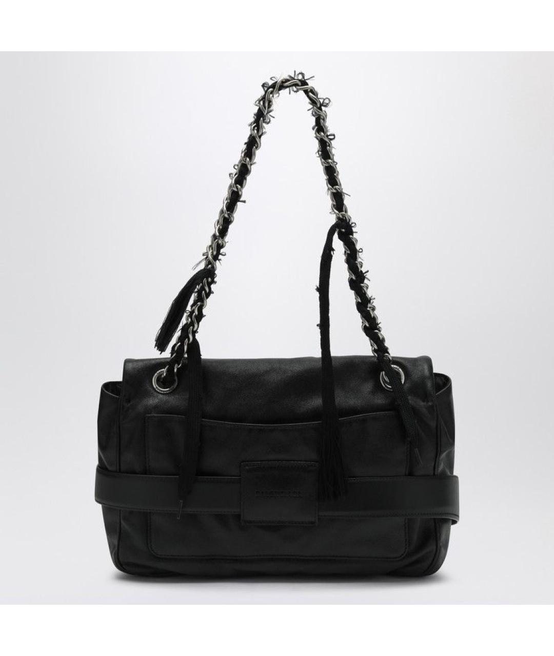 BALENCIAGA Черная кожаная сумка через плечо, фото 2