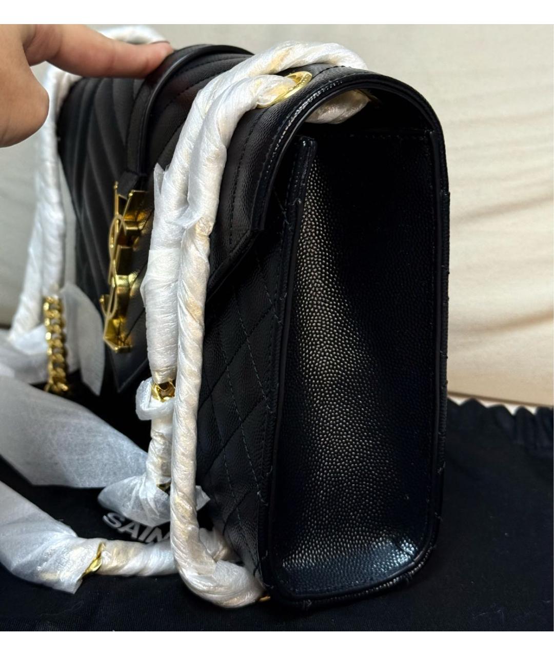 SAINT LAURENT Черная кожаная сумка через плечо, фото 4